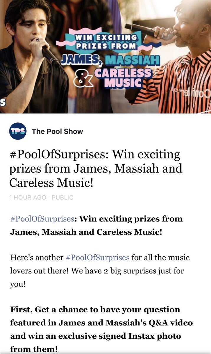 JaDineNATION's tweet photo. Read and follow full mechanics below to win that signed Instax photo of @tellemjaye and @thamassiah !
Stay tuned to @thepoolshowph for updates on their feature of Experience dropping tomorrow noontime! 🎶
#ThePoolShow #PoolOfSurprises
#AskJamesAndMassiah https://t.co/aW9HEzN7Pd