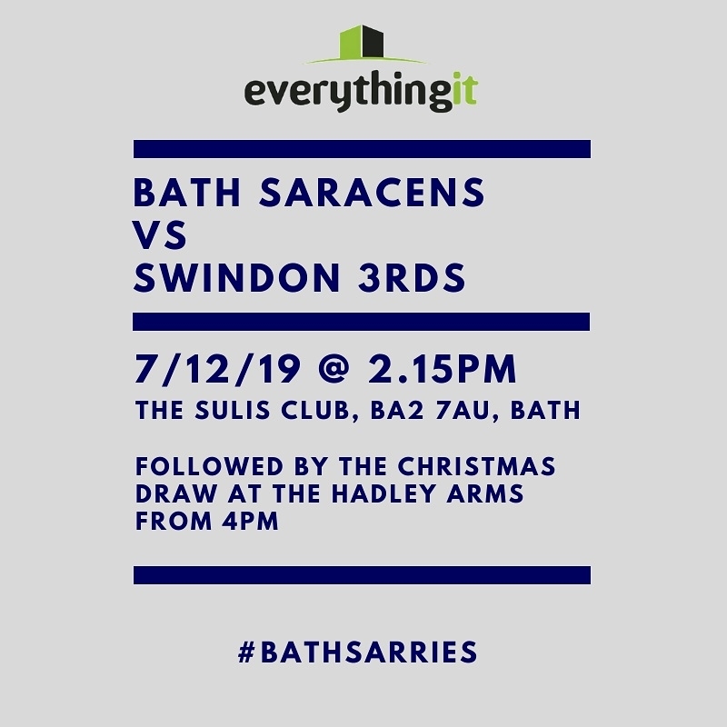 BathSaracens's tweet photo. βThis Saturday only β
π + π·+ π
Free entry to Bath Saracens vs Swindon 3rds with mulled wine π· and mince pies πhanded out for free on the side line.
Kick off 2.15pm at the Sulis club. Followed by the Christmas raffle at the Hadley. πππ
#bathsarries #rugbyfamily https://t.co/L7tuvRnA65