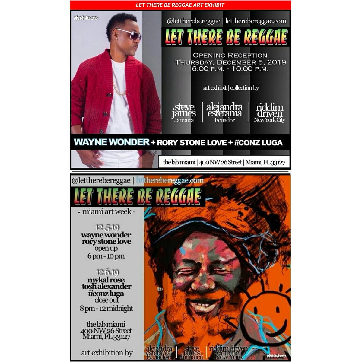 KBMP6's tweet image. TODAY DEC 5TH AND DEC 6TH LET THERE BE REGGAE ART EXHIBIT THE LAB MIAMI FLORIDA #Reggae #artexhibit #thelabmiami #dancehalllink
