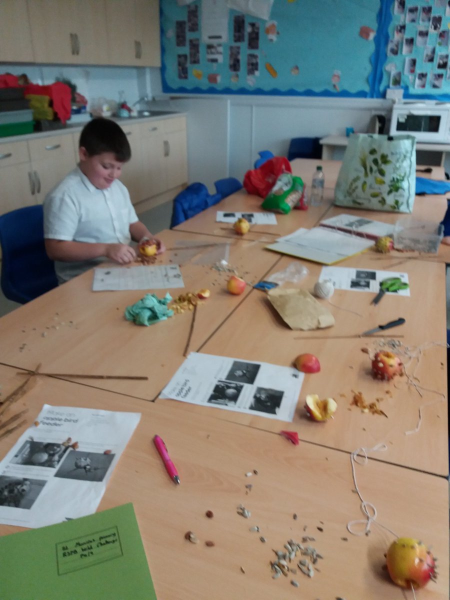 ToniGPASP's tweet photo. The garden gang @StMonicasNLC  making their apple bird feeders for @Natures_Voice Wild Challenge https://t.co/xbg490htlm