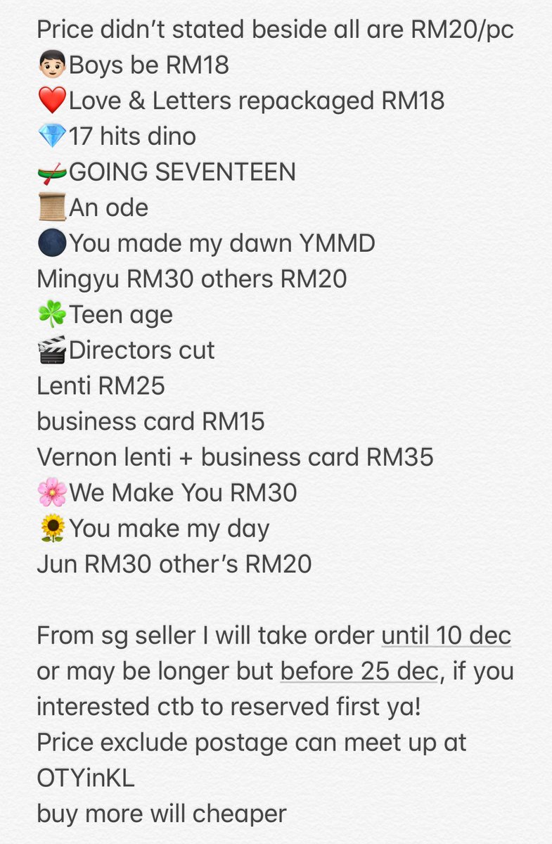 HELP RT/MY 
WTS SEVENTEEN PCS lenti 

Boys be Love &amp; Letters repackaged GOING SEVENTEEN An ode You made my dawn before dawn eternal sunshine Teen age Directors cut We Make You You make my day

scoups jeonghan joshua jun hoshi wonwoo woozi the8 mingyu dk seungkwan vernon dino