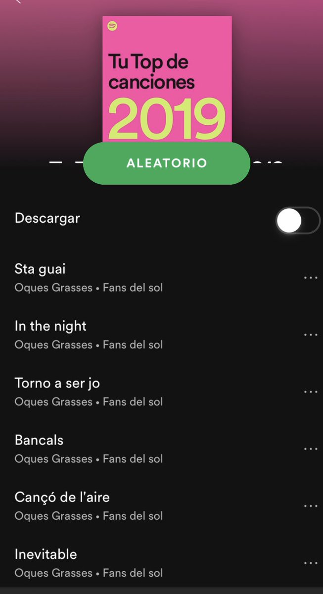 soniasjamat's tweet photo. Doncs l'#Spotify em diu que he estat enganxada a vosaltres @OquesGrasses ❤️
#Fansdelsol https://t.co/JRkHjZoWnk