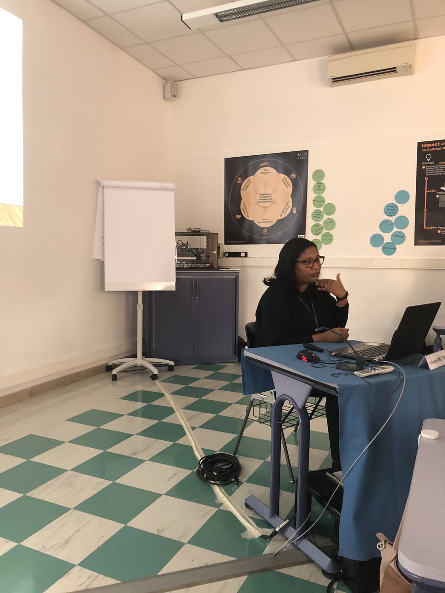 FoundInMuseums's tweet photo. Halcyon Wiltshire of Barbados via Trinidad and Tabago wants to create a Caribbean network that is trained in @ICCROM First Aid to Cultural Heritage in Times of Crisis. To help generate resiliency amonst the islands who experience such destruction. #culturecannotwait #FAC2019 https://t.co/EZmyUCh485