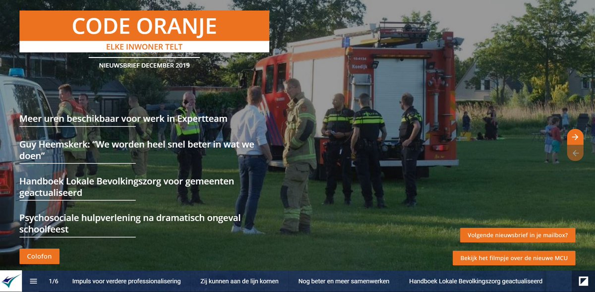 🚨De tiende editie van Code Oranje staat nu online! 👉 bit.ly/2qmqeE6 Hét online magazine waarin je meer leest over het Expertteam Bevolkingszorg.