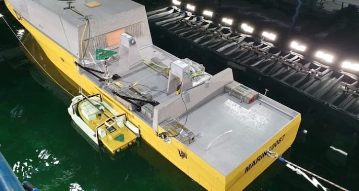 Dennis_Vinkoert's tweet image. USV Launch &amp; Recovery System Successfully Tested at Rough Sea States. bit.ly/2DOIEQY #usv #launchandrecovery #modeltesting #marin