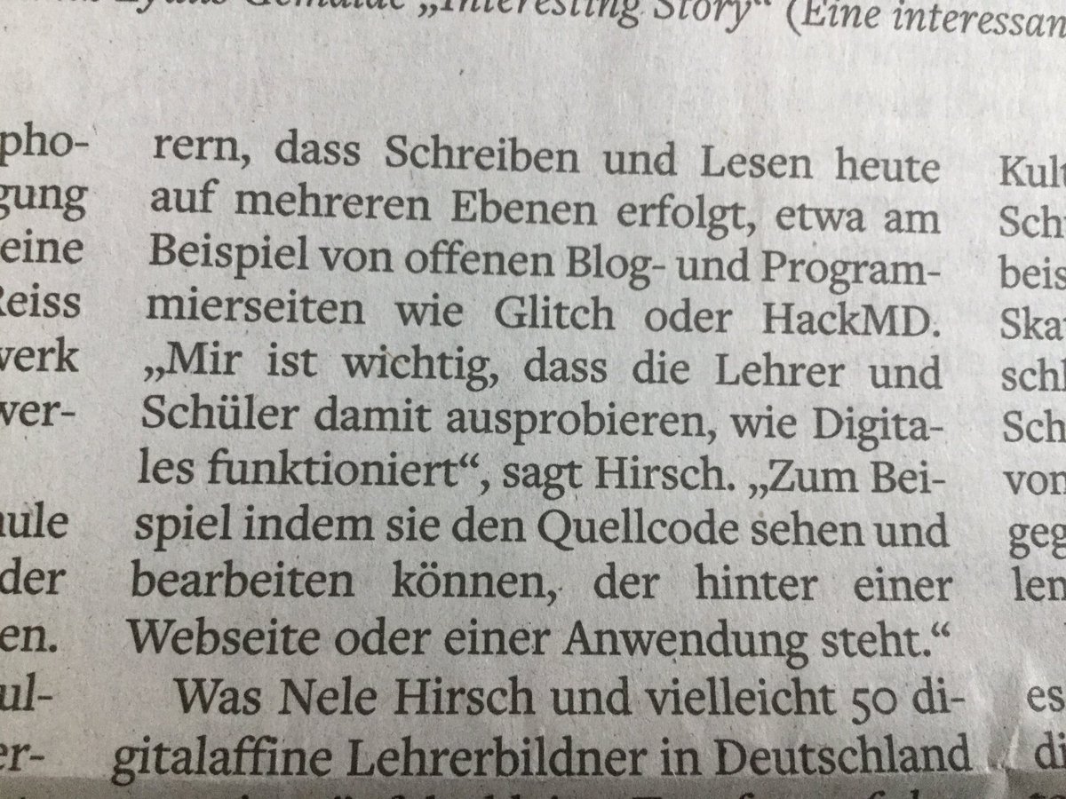 ciffi's tweet photo. „Die ehemalige MdB Nele Hirsch geht mit ihrem @eBildungslabor in Schulen. Sie zeigt Lehrern, dass Schreiben &amp; Lesen heute auf mehreren Ebenen erfolgt, etwa am Beispiel von offenen Seiten wie #Glitsch oder #Hackmd.“ #twl #digitalebildung #Pisa 
https://t.co/fMTcyOHfgV https://t.co/Czck65q9Ur