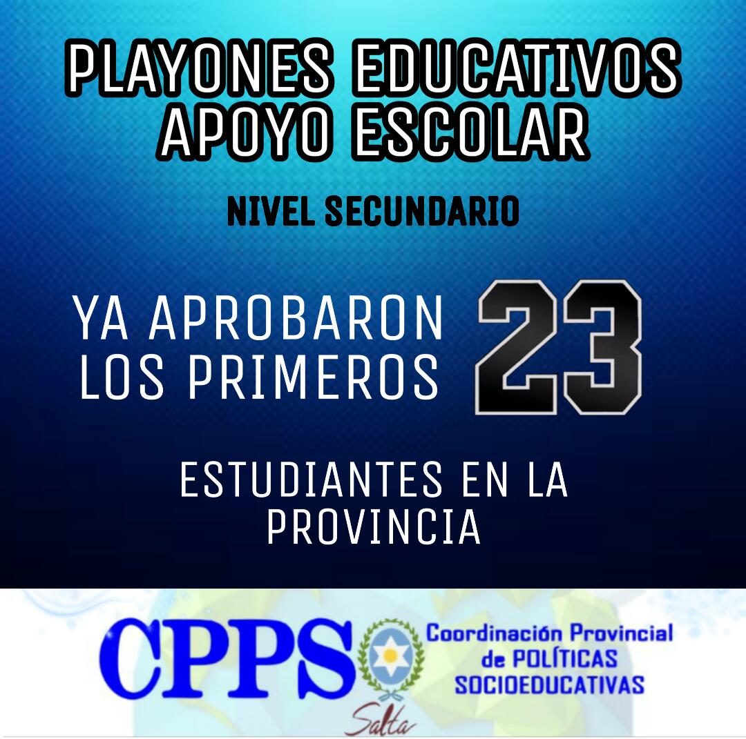 Llevamos dos semanas del inicio de #PlayonesEducativos, 11 sedes en toda la provincia, 284 estudiantes que preparan sus materias de los cuales son  23 los primeros aprobados  #ClasesDeApoyo <a href="/SaltaEduca2030/">Salta Educa 2030</a> <a href="/fguillesaavedra/">GUILLERMO SAAVEDRA</a> <a href="/GildaArty23/">Gilda J.</a> <a href="/AlancayDel/">CAROLINA ALANCAY</a>