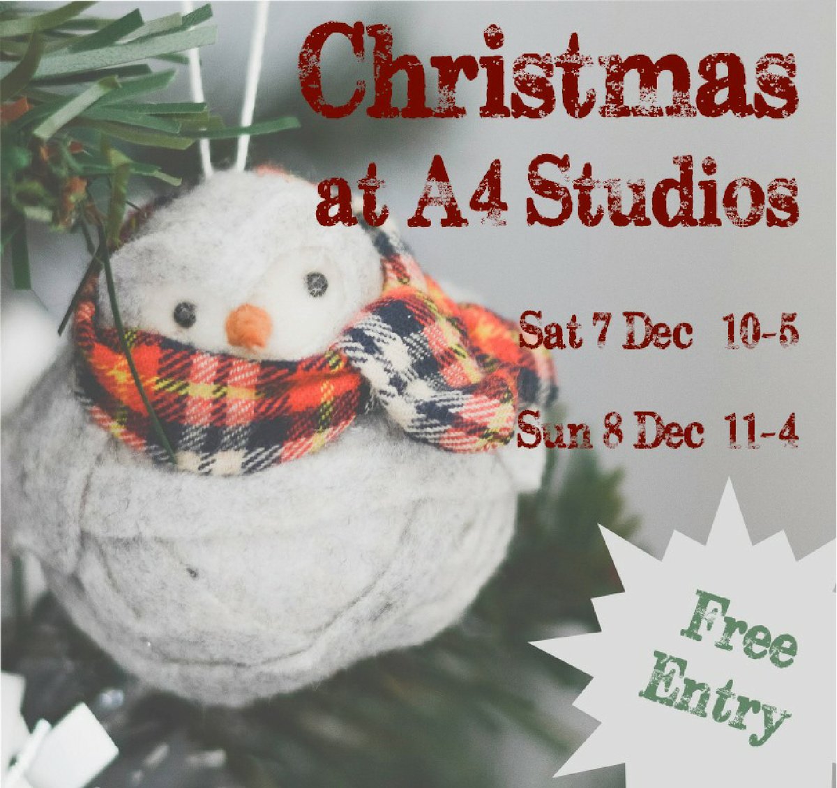Happening this weekend! We have some free festive workshops, live music, kids crafts, handmade gifts, local traders and festive food at our bar.
#livemusic #altrincham #thingstodo #thingstosee #altrincham #christmas #christmasmarket #a4studios #festive #supportlocal #handmade