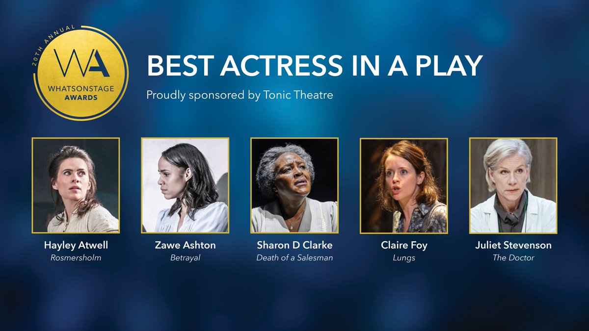 WhatsOnStage's tweet photo. The nominees for Best Actress in a Play are…
#WOSAwards 

https://t.co/k0xiP2H2Ze https://t.co/fFRnqNATi6