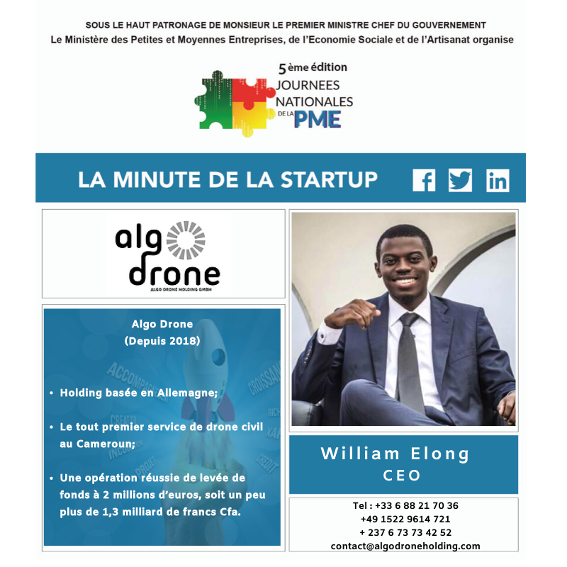 2019Jnpme's tweet photo. Inscrivez-vous gratuitement sur https://t.co/8XZzVoNmri et retrouvez le jeune Camerounais William ELONG, figure de proue de l'environnement technologique international, aux #JNPME2019.#PME #Cameroun #Startup #Innovation #Entrepreneur @celcomminpmeesa @AEC_237 @developcameroon https://t.co/w5ELGYM8Tp