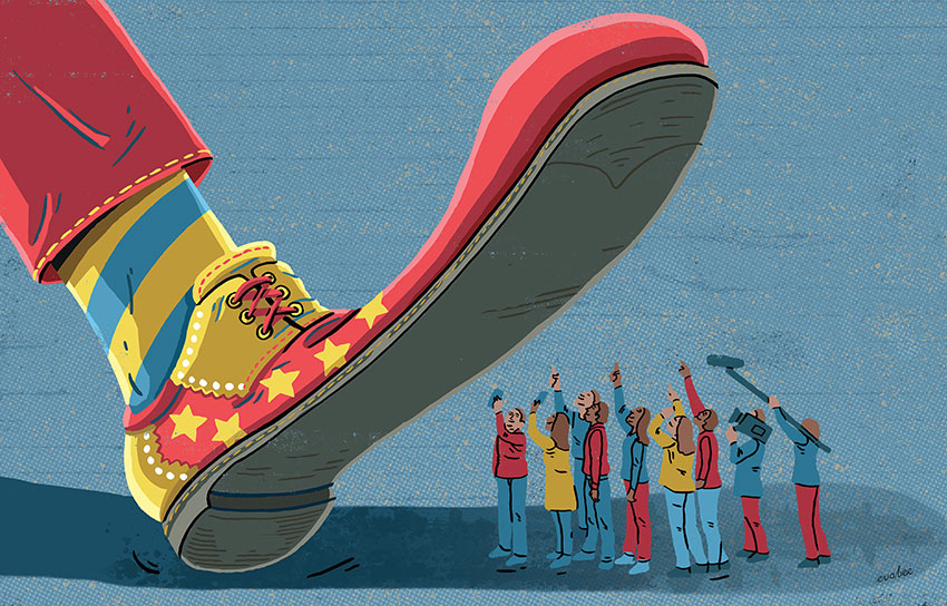 My <a href="/guardianopinion/">Guardian Opinion</a> #illustration for today's article by <a href="/chakrabortty/">Aditya Chakrabortty</a>, Boris may be a clown but the threat he poses is deadly serious #editorialillustration #opinionillustration