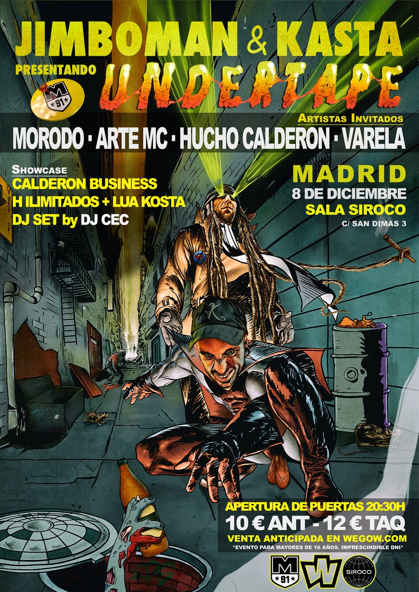 MAD91Familia's tweet photo. #HOY🌙 en @SirocoSala! @Jimbomanragga @KASTAMAD 💣 presentan #UNDERTAPE!
Estos veteranos de la escena #reggae #hiphop ⚡️os traen un potente directo con invitados de lujo! @MorodoStyle #ArteMC #HuchoCalderon #Varela @HIlimitados #LuaKosta #DjCec...
🎟 @wegowES hasta las 18.30H https://t.co/MORSxmrwO3