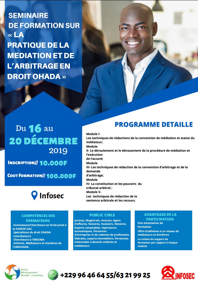 HLaromine's tweet photo. COMMENT REGLER EFFICACEMENT LES LITIGES AUTREMENT QUE PAR LE RECOURS AUX JURIDICTIONS ETATIQUES ? CETTE FORMATION, IL VOUS LA FAUT ABSOLUMENT ! https://t.co/ogEVjlYsKL