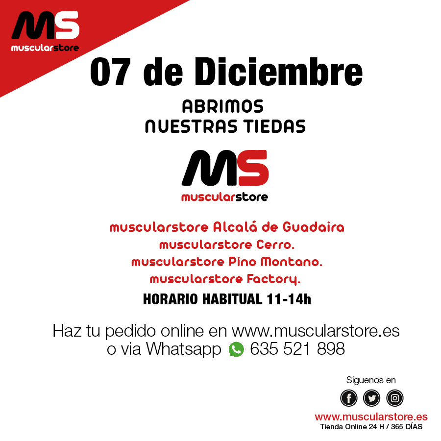 muscularstore's tweet photo. Mañana comienza el #puente pero este #sabado abrimos nuestras tiendas @muscularstore  en nuestro horario habitual. https://t.co/Us0scR4R7G