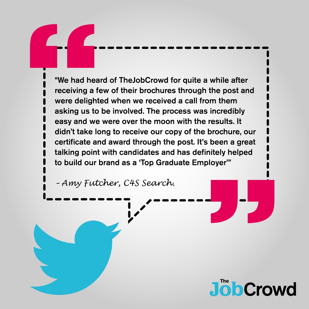 theJobCrowdUK's tweet photo. Please see what @C4SCareers think of TheJobCrowd. We are proud to help build their brand as a 'Top Graduate Employer'.

If you are interested in becoming a Top Graduate Employer, just like C4S Search, please go to our website - https://t.co/i0bhJTMWMC #thejobcrowd https://t.co/igZaRmJdnD