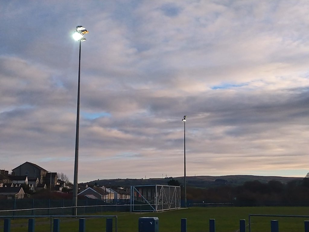 Treharris FC floodlight upgrade ⚽️

This installation will be able to be switched on and off with a coded text from anywhere 👌 <a href="/TreharrisAthFC/">Treharris Ath FC</a>