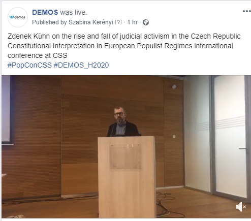 DEMOS_H2020's tweet photo. Did you miss out on @KuhnZdenek's presentation on the rise and fall of judicial activism in the Czech Republic at the #PopConCSS? Check out our live-stream recording on Facebook: https://t.co/Dw9MuQQGaO #DEMO_H2020 https://t.co/5yavWNABHW