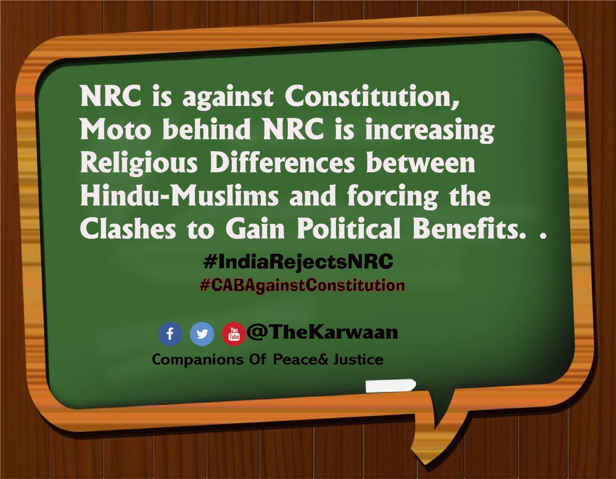 As the issues of Ram Mandir &amp; Article 370 are over; the ruling party is  trying to appease the majority by another controversial &amp; unconstitutional issue.
They want to polarise the majority votes by oppressing minorities.

#IndiaRejectsNRC
#CABAgainstConstitution