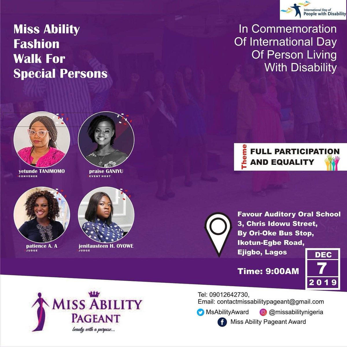 MsAbilityAward's tweet photo. We are counting down big time.
.
.
#Abilityindisability
#MissabilityNigeria
#Missability
#Disability 
#Hearingaids
#Awareness 
#Fullparticipationandequality 

For more information please contact 
09012642730 https://t.co/CU7RAp5Pxb