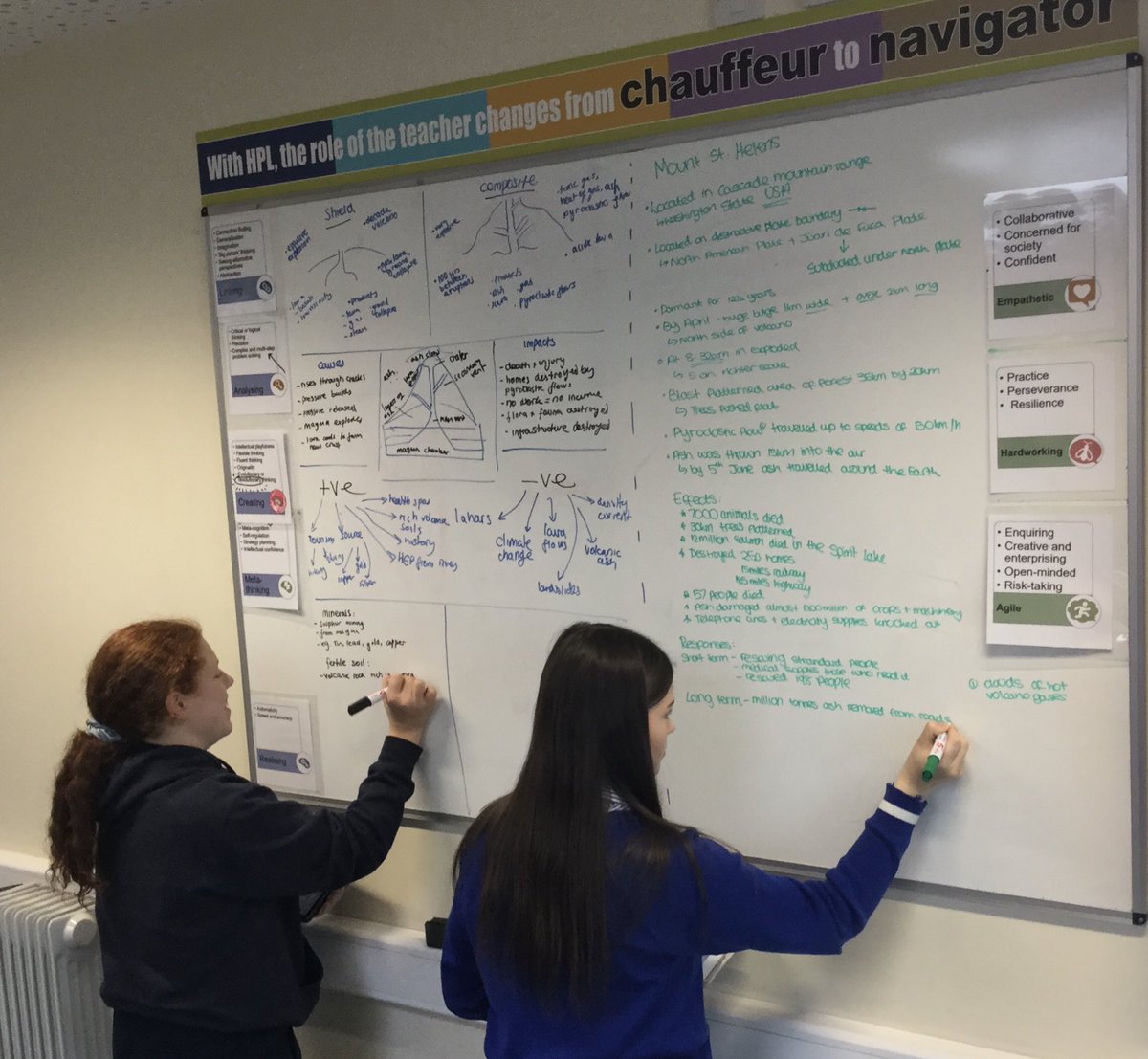 Year 11 geographers linking ideas, seeing the big picture and working collaboratively in preparation for their mocks next week.#hpledu.