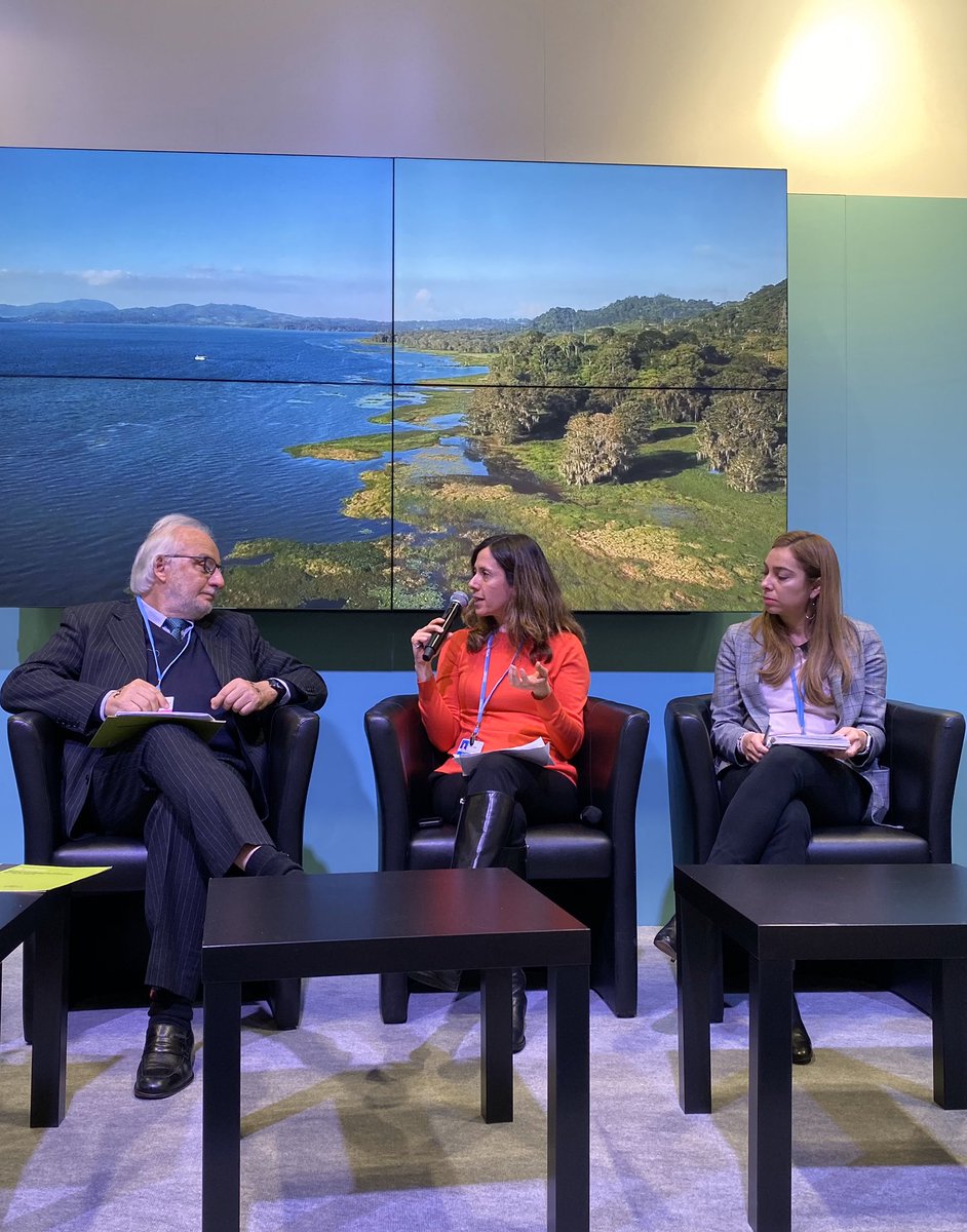UNDPplanet's tweet photo. Rich discussions @ndcpartnership pavilion, where Guatemala, Colombia &amp; Uruguay share experiences on building land use reforms into national policies + importance of local &amp; national approaches to ensure sustainability #COP25 #TimeForAction #NAPAg https://t.co/jDBkNYe4PR https://t.co/kRtYVj0yOj
