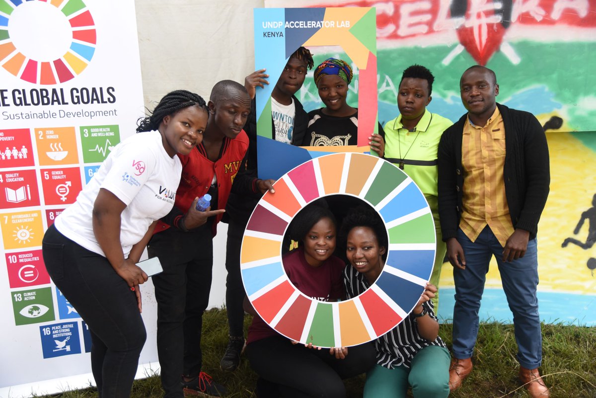 UNDPKenya's tweet photo. @UNDP @UNDPAfrica @UNDPAccLabs @UNVKenya @UNV_ESARO @ItalyinKenya @GermanyinKenya @Walidbadawi @mmashologu1 @ahunnaeziakonwa @ASteiner At the #AccLabKe innovation lounge, at the #IVD2019 Nairobi Festival, the team is raising  awareness on the #SDGs and engaging youth in finding youth-led solutions around youth unemployment – a frontier challenge that the accelerator lab is focusing on https://t.co/fCcj3NT7eL