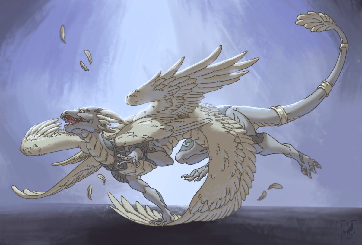 Commission asked by a client on FurAffinity ft. his 6 winged dragon named A...