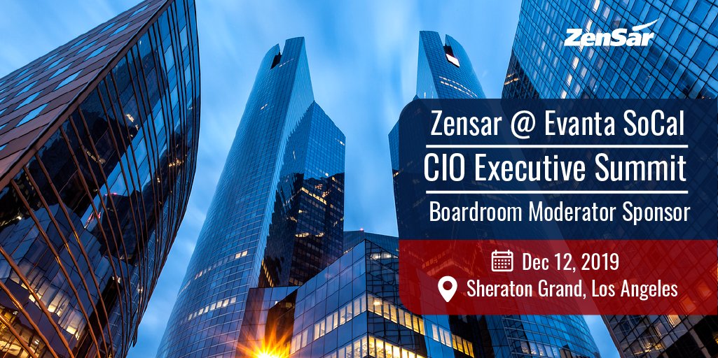 Zensar's tweet photo. Are you coming to @Evanta SoCal #CIOExecutiveSummit? Be sure to get in touch with Zensar team and learn how the proliferation of disruptive technologies are reshaping businesses, industries and markets. Register now- https://t.co/CUL70YenVU
#DFSisHow #DigitalFoundation https://t.co/mZqYrdVAsC
