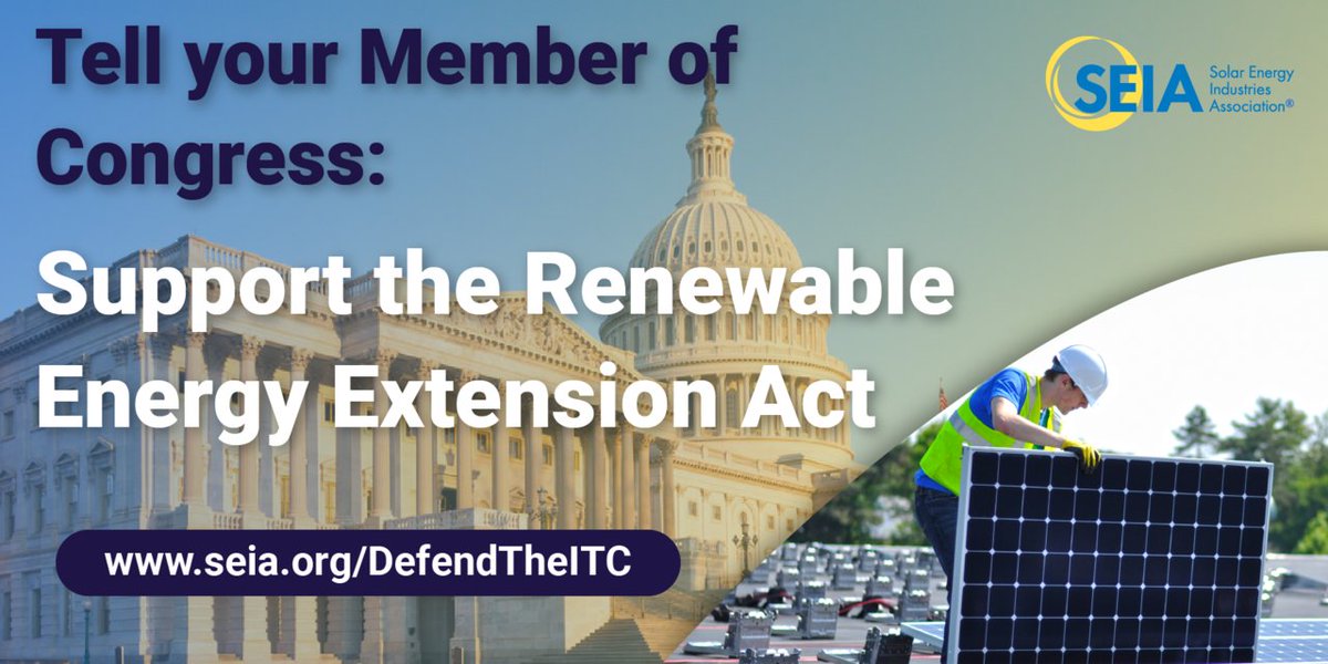 I just signed up for <a href="/SEIA/">Solar and Storage Industry</a>'s #DefendTheITC campaign and sent a message to my elected officials. If you care about America's #cleanenergy future, you should too: actnow.io/0ca289G