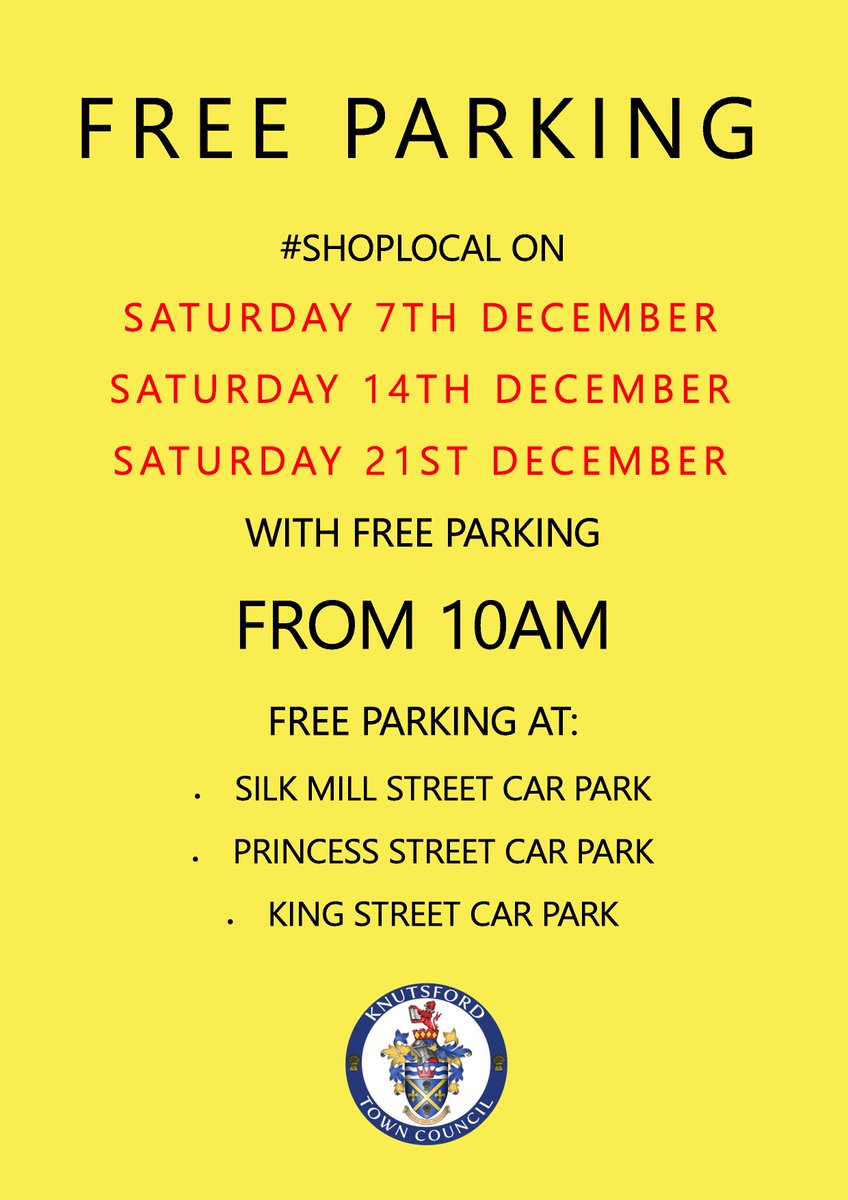 Don't forget it is #SmallBizSatUK &amp; we've free parking from 10 am in Knutsford - so stay to shop &amp; eat! #Christmas #shoplocal