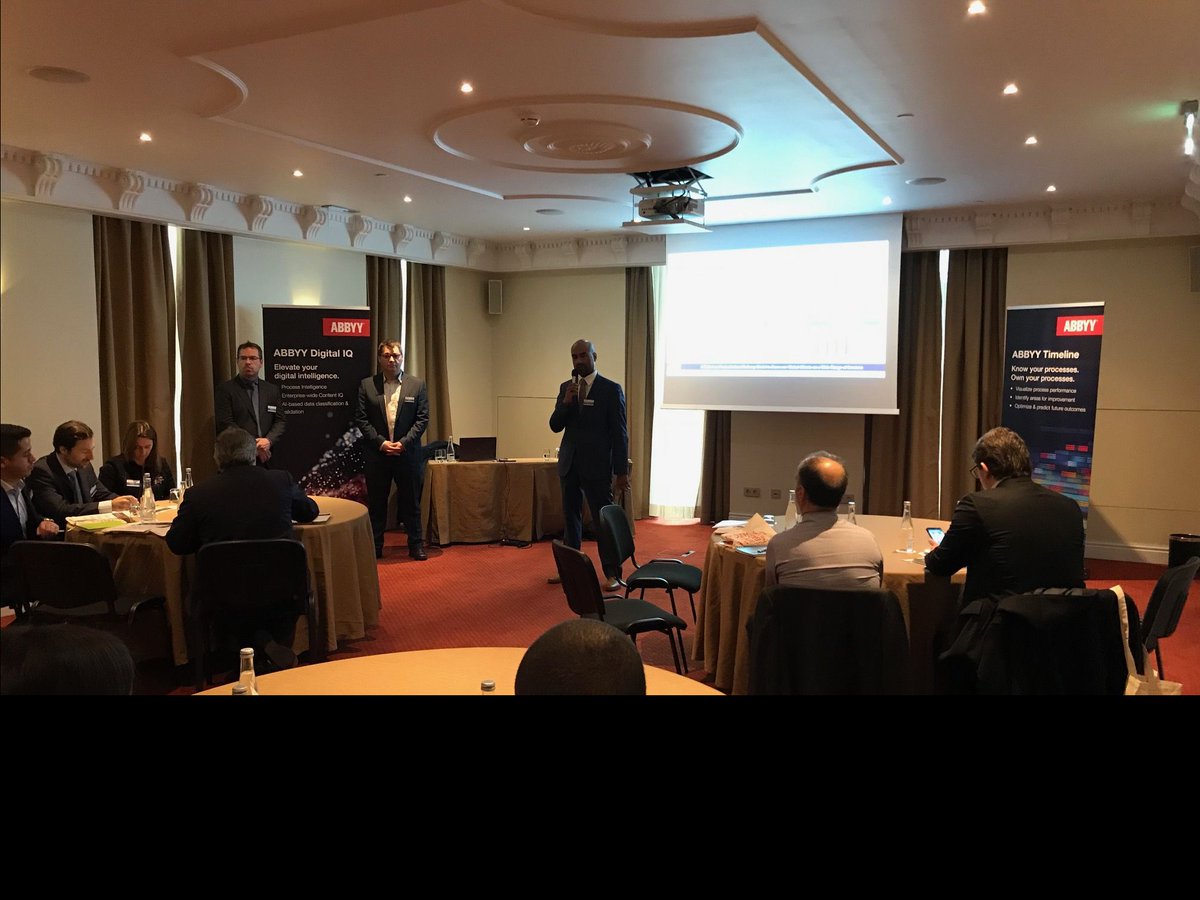 ABBYY_Software's tweet photo. Today we're in Lisbon with our partner @Capgemini, presenting #DigitalIQ and #ProcessIQ to our customers to enable them have a successful #DigitalTransformation Journey. Thank you for a great overview and deep insights on #DataCapture #MobileCapture #ProcessMining #RPA, and more. https://t.co/I749y0dnBS