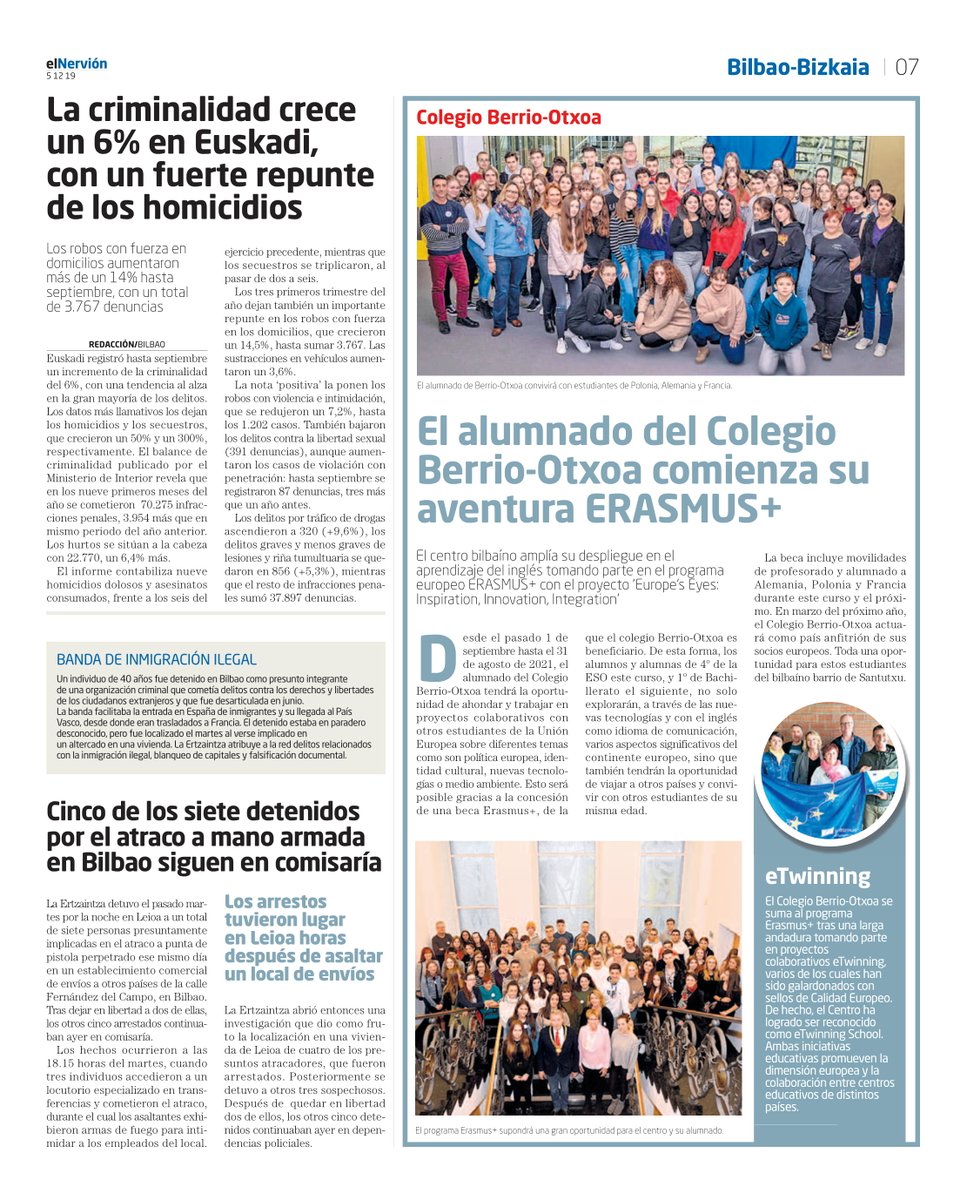 Our <a href="/ErasmusPlus_pro/">International education projects</a> #europeseyes has appeared in a Spanish local newspaper