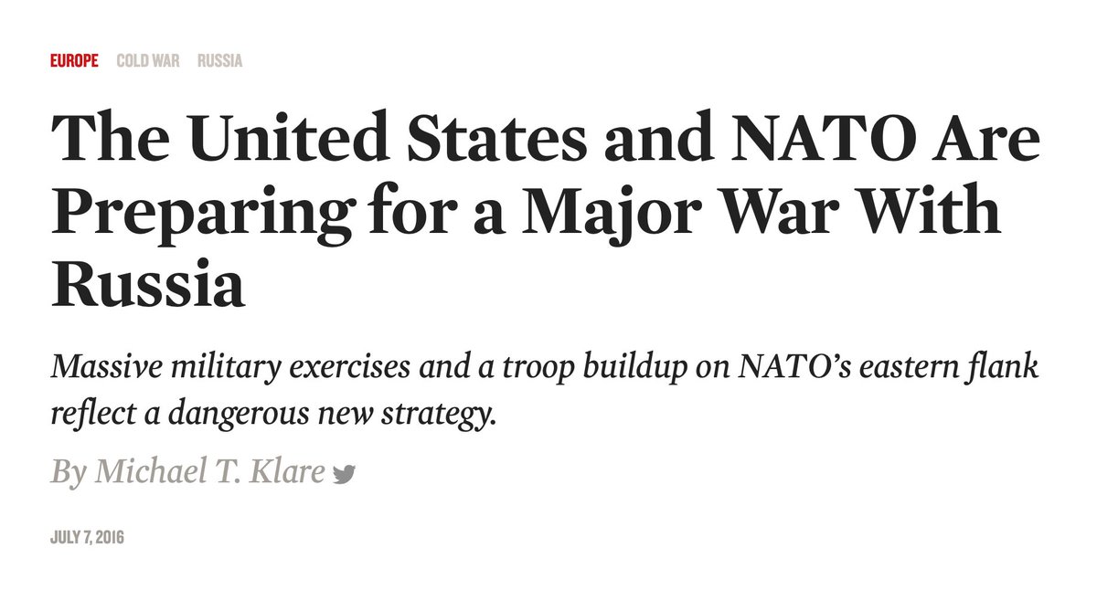 'The Nation,' July 2016: US and NATO preparing for *major war* vs. Russia. If the DNC candidate had won, that war would have already begun! For avoiding this war, I praise and honor President Donald J. Trump. Bravo, sir, you are the Peace President!