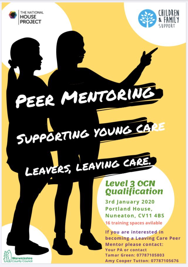WarwickshireHo1's tweet image. Peer Mentoring Opportunity 
🌟Are you are a Care Leaver? 
🌟Are you 18+?
🌟Do you have knowledge and experience of living independently? 
🌟Do you like supporting others? 
Then Peer Mentoring is for you 👊🏽

For further details please contact your PA or one of the HP Workers below