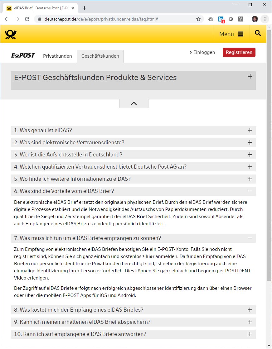 Joerg_Lenz's tweet image. #eIDAS News - Digitalisierung 🇩🇪 Deutsche Post ersetzt bei #EPost #EPostBrief durch #eIDASBrief mit qualifiziertem #eSiegel - Privatnutzer können nach #Identifizierung eIDAS Briefe empfangen und Antworten verfassen die dann ausgedruckt werden ⏯ 🤔 ➡️ bit.ly/eIDAS-Brief