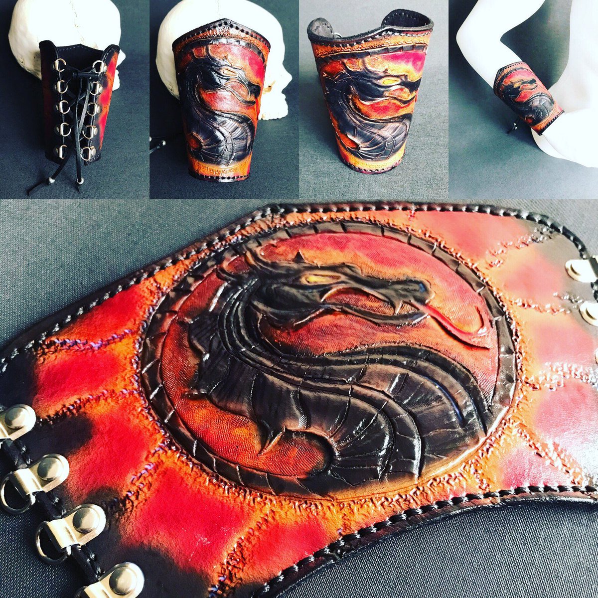 Excited to share this item from my #etsy shop: Dragon Leather Cuff, Leather Bracelet, Leather Arm Guard.. #mortalkombat #dragon #leatherbracelet #leathercuff  etsy.me/2RtxoBs