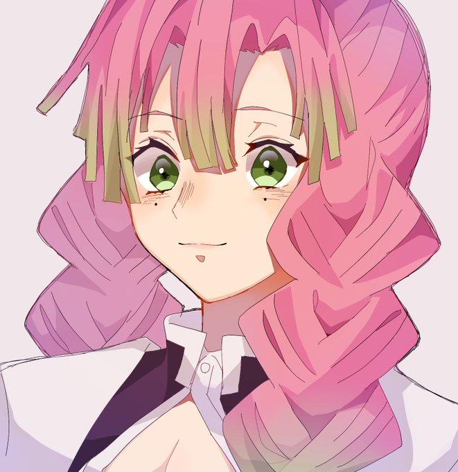 ぐると@さんがTwitterに投稿した甘露寺蜜璃(鬼滅の刃)のイラスト。