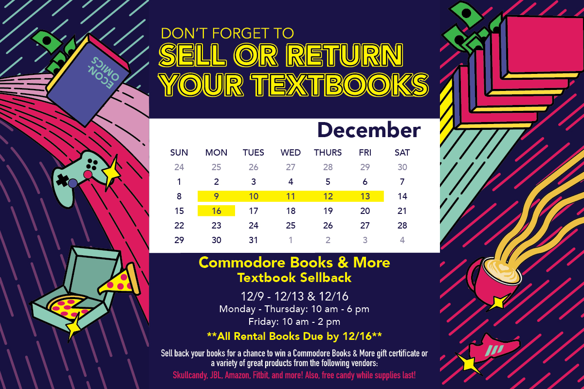 thecbmstore's tweet photo. Sellback starts soon!
December 9th - 13th and December 16th.
Monday-Thursday: 10am to 6pm
Friday: 10am to 2pm
A Photo ID is Required for Sellback https://t.co/TqJKKK21LM