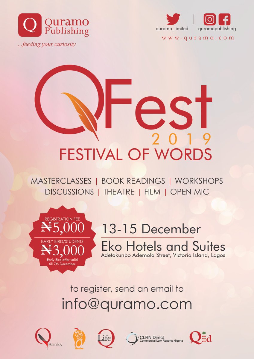 quramoofficial's tweet photo. You can now register for QFest 2019 through the link below.
https://t.co/DLOxeWgRyb

QFest 2019 - Festival of Words will explore different forms of human expression: from panel discussions to book readings, fireside conversations, workshops to spoken word shows, and so much more. https://t.co/qYNeoHlpPG