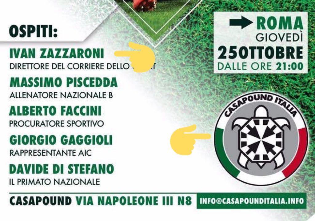 crisinter82's tweet photo. #Zazzaroni non è razzista.
È solamente ospite di #casapound https://t.co/ciriJL25d4