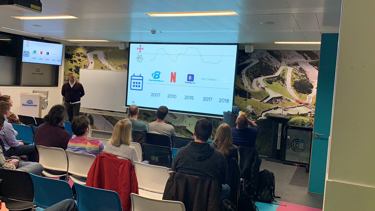 Scot_ML's tweet photo. First up at #ScotML Bryan from @Skyscanner to chat us through personalisation and contextualisation in travel! https://t.co/ZOHwtvzbex