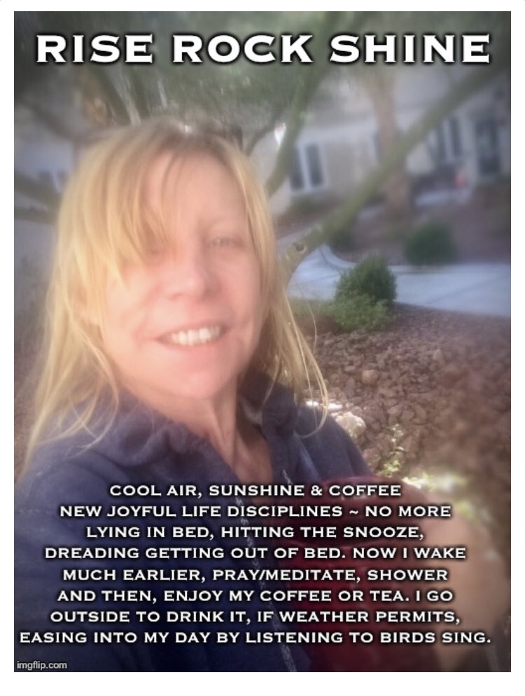 iamsyn3rgy's tweet photo. Cool Air, Sunshine & Coffee
I wake much earlier, pray/meditate, shower & then enjoy my tea. Go outside to drink it, weather permitting, ease into my day listening to the birds sing.
#ptsd #ativan #drugsideeffect #suicideattemptsurvivor #suicidalsideeffect #recovery @afspnational https://t.co/kQchDDG5U7
