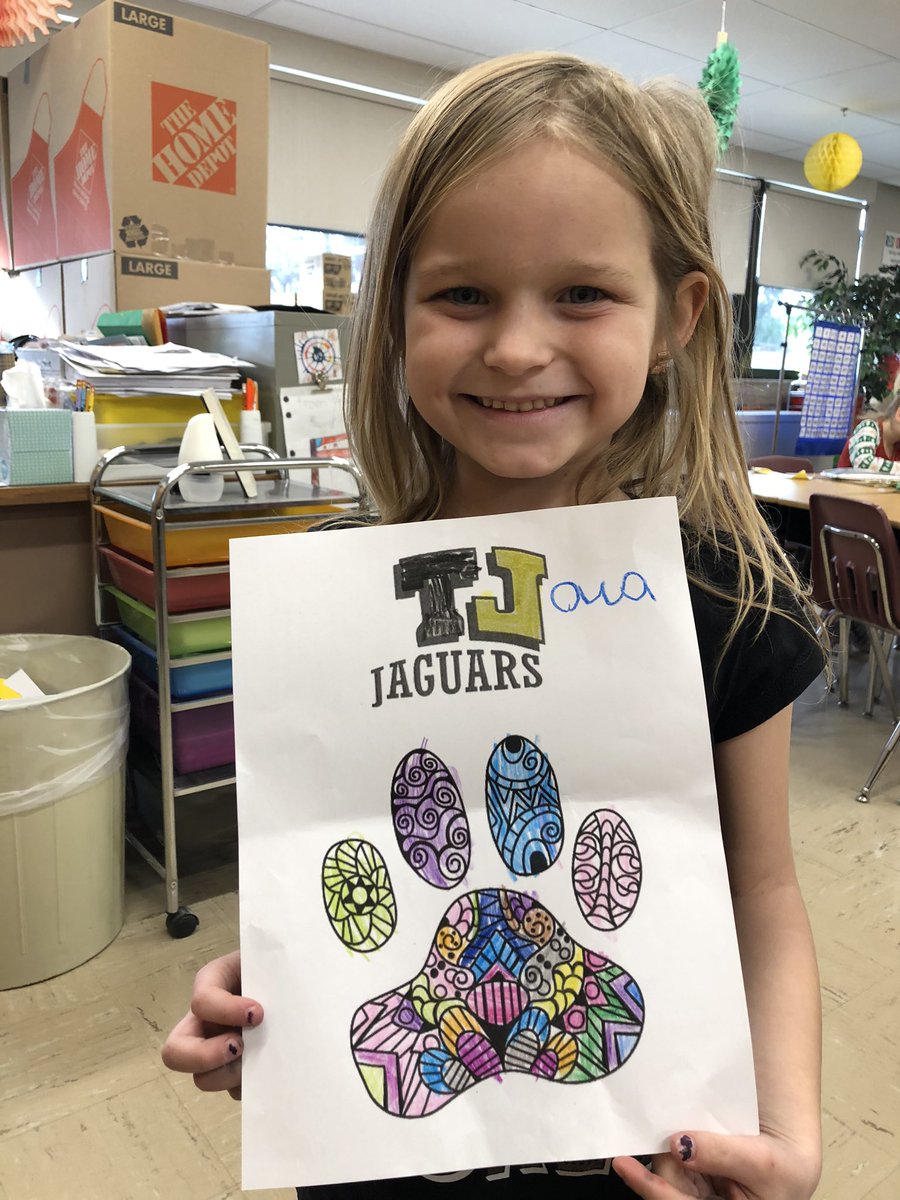 MrsHampsay's tweet photo. LeT’s Go jAgUaRs!  We are rooting for you in first grade! 🖤🐆🐾💛 https://t.co/dx0akl6D2N