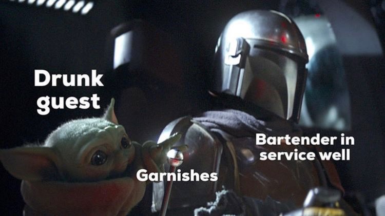 livelikeburning's tweet image. This is the last #babyoda meme allowed. 
#BartenderProblems cc: @cocktailsnmemes