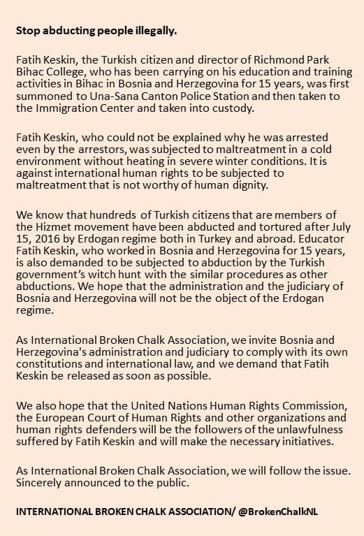 #FreeFatihKeskin
#Bosnia
@BrokenChalkNL
@ZDF @Zedd @ARDde @G2Caps @ToniKroos @UN
@BBCBreaking @cnnbrk @TopRT_DE  @hrw @AFP @ANI
@UNICEF @UnicefTr @humanrights4TR @HiHFW
@BeingSalmanKhan

@jargal_defacto @DrZvizdic @eubih @SarajevoTimes