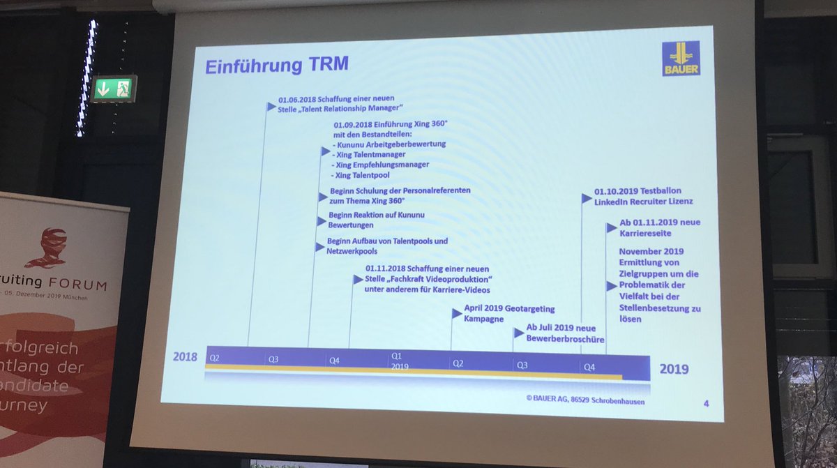 PeterMWald's tweet photo. Einführung des Talent Relationship Managements bei der #Bauer #Gruppe #rcf19 @forumrecruiting https://t.co/ddxdfT5wD9