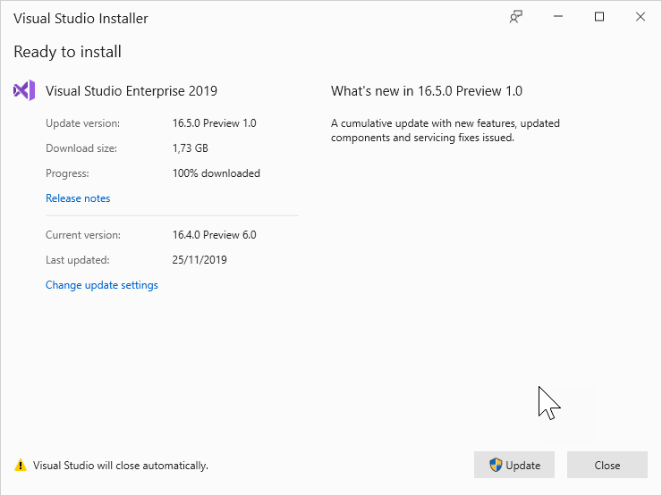 qmatteoq's tweet photo. Now that #WPC19IT is over for me, I can safely upgrade my machine to the latest Visual Studio version and to .NET Core 3.1 😊 #dotnet #devlife https://t.co/sIxgmutJWk