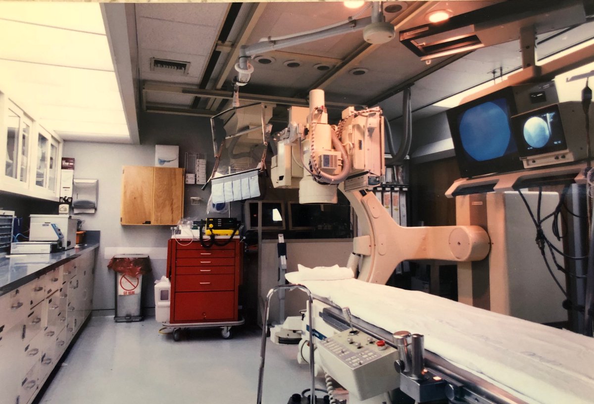 NYPBMH_CathLab's tweet photo. #TBT photo of our first lab at #NYPBMH Opened 1992... we shared one lab between EP/Cath. Now we have 3 Cath labs and (soon to be) 4 EP labs doing #mitralclip #watchman complicated PCIs #TAVR https://t.co/AGiTfZ7qMW