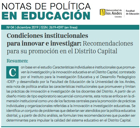 GaryCi's tweet photo. Tres recomendaciones que hice para la política educativa, basadas en el estudio mixto que desarrollamos para el @idepbogotadc 

https://t.co/IfLFXDprkF

#policybrief #innovación #innovacióneducativa #innovacióneducación https://t.co/iSvnKa732o