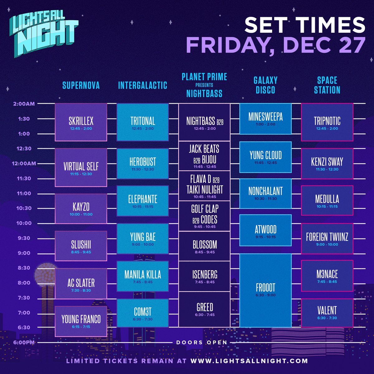 LightsAllNight's tweet photo. #LAN2019 will be here before you know it! What stage are you parking at all night? 👀

🎫 : https://t.co/1NtKAgnp01 https://t.co/IgywYieQXa